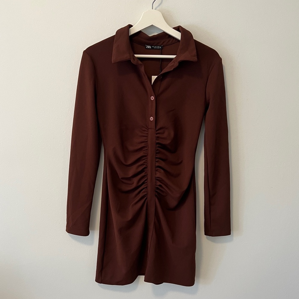 Zara Ruched Shirt Dress - NWT!